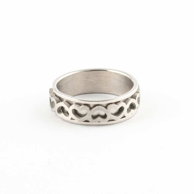 Anillo Anti-Estrés Deslizante Corazones Carved