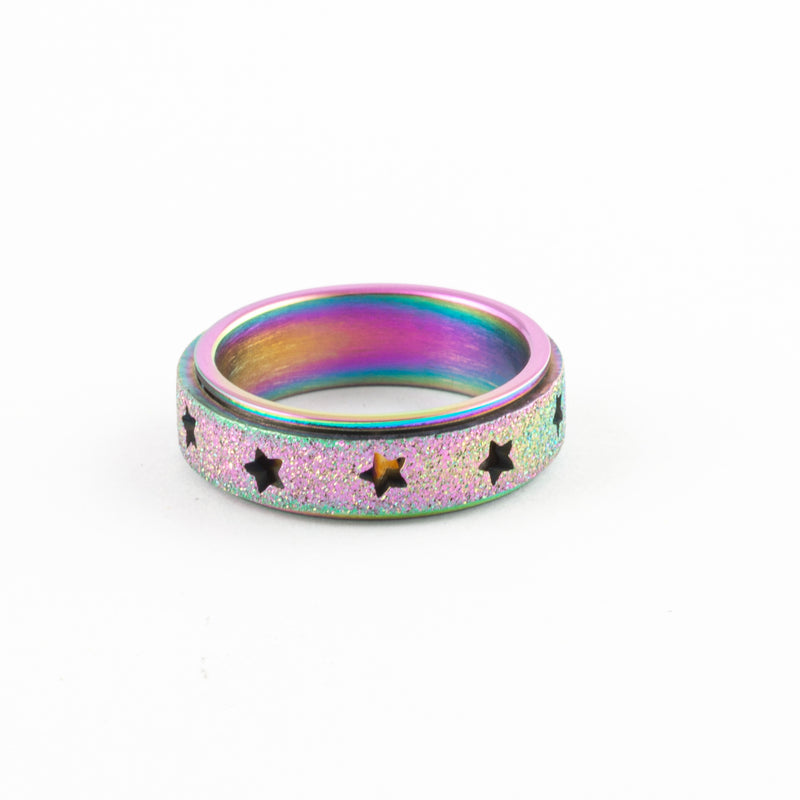 Anillo Anti-Estrés Deslizante Estrellas Aspero Tornasol