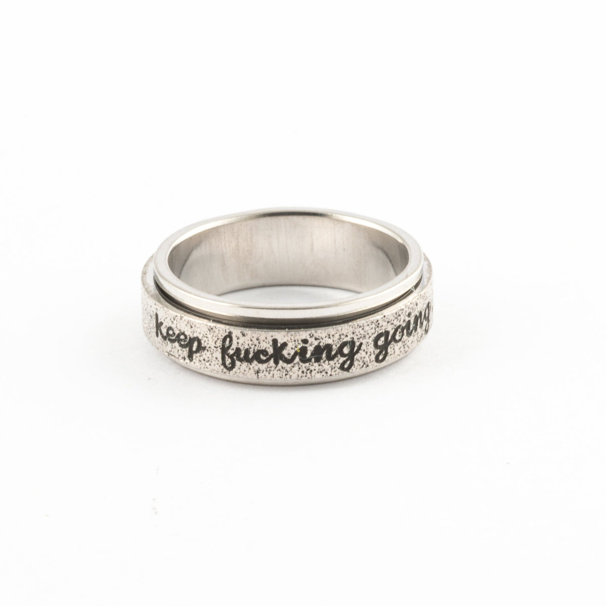 Anillo Anti-Estrés Deslizante Keep fuck*ng going Plateado
