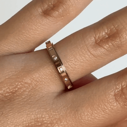 Anillo Deslizante Delgado Brillos Oro Rosa