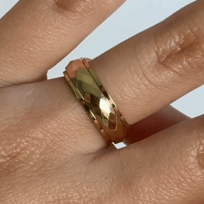 Anillo Deslizante Corte Rombo Dorado