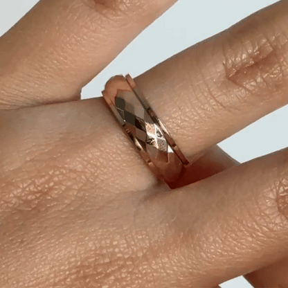 Anillo Deslizante Corte Rombo Oro Rosa