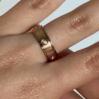 Anillo Deslizante Insertos Zirconias Oro Rosa