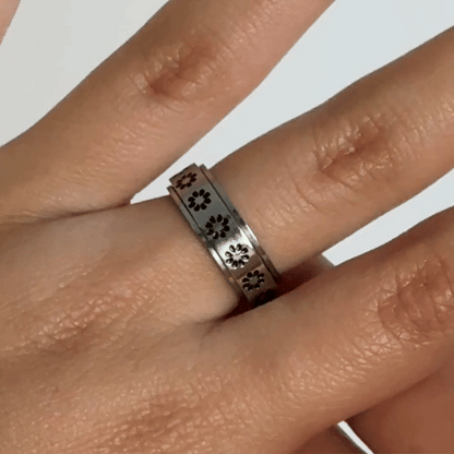Anillo Deslizante Flor Plateado