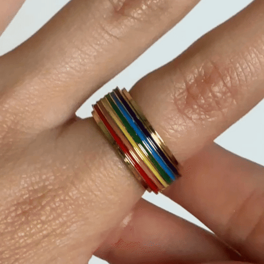Anillo Deslizante Arcoiris Dorado