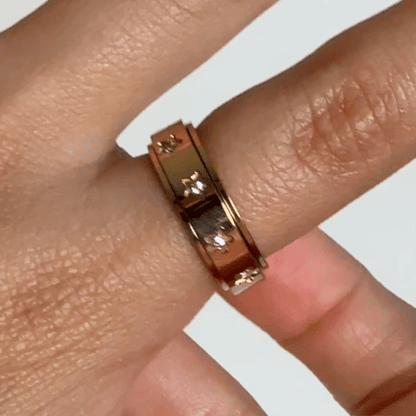 Anillo Deslizante Estrellas Zircon Oro Rosa