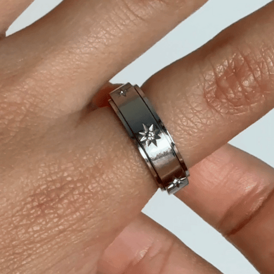 Anillo Deslizante Estrella Norte Plateado