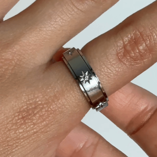 Anillo Deslizante Estrella Norte Plateado