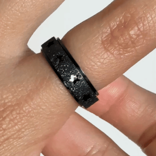 Anillo Deslizante Estrellas Aspero Negro