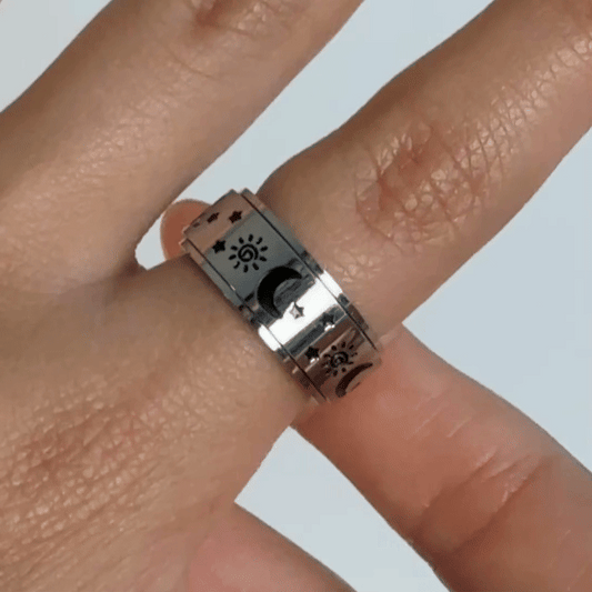 Anillo Deslizante Luna y Estrellas 1 Plateado