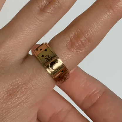 Anillo Deslizante Luna y Estrellas 1 Dorado
