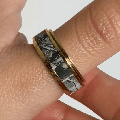 Anillo Deslizante Textura Abstracta Bicolor