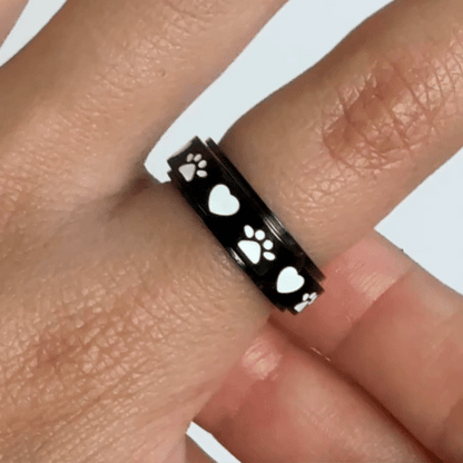 Anillo Deslizante Patitas de Perro Negro