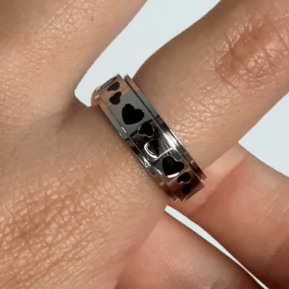 Anillo Deslizante Corazones Plateado