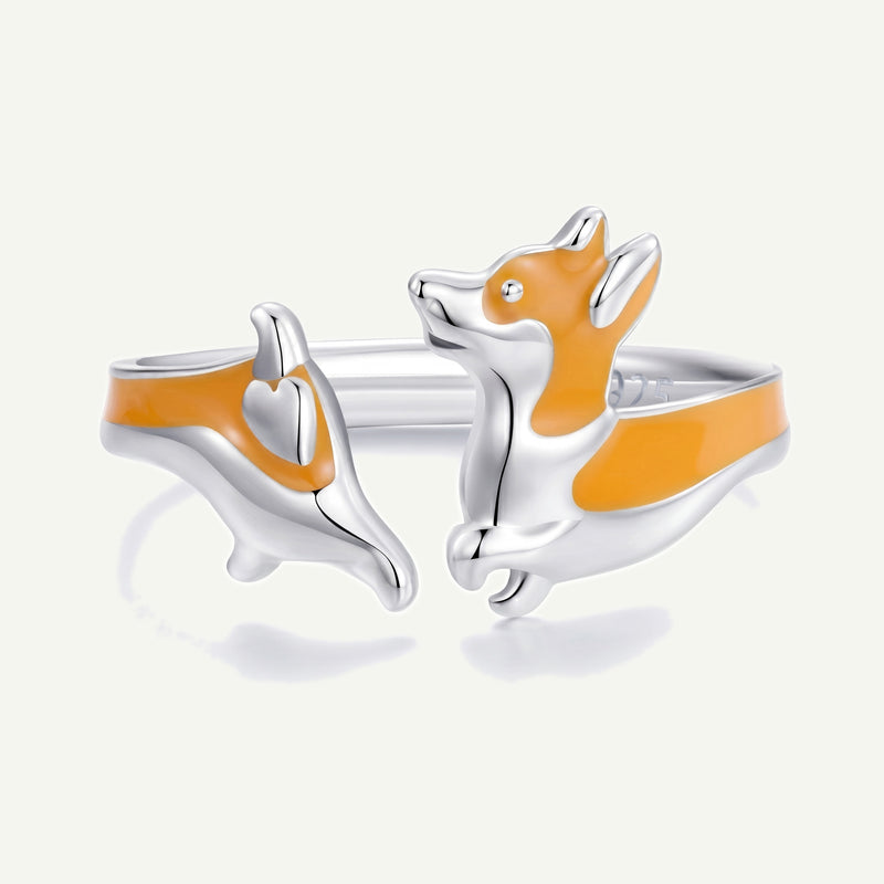 Anillo Plata S925 Perrito Corgi