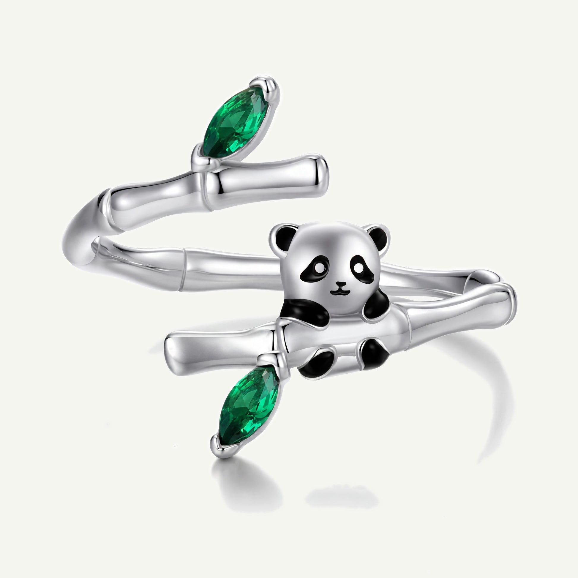 Anillo Plata S925 Panda Bambú