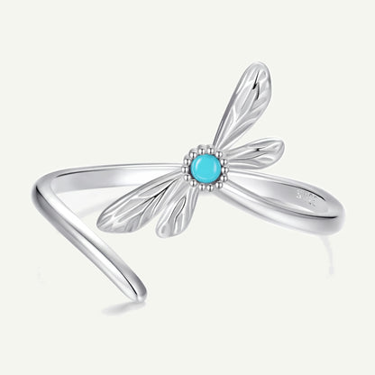 Anillo Plata S925 Libélula Turquesa