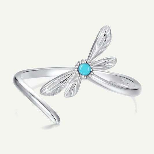 Anillo Plata S925 Libélula Turquesa