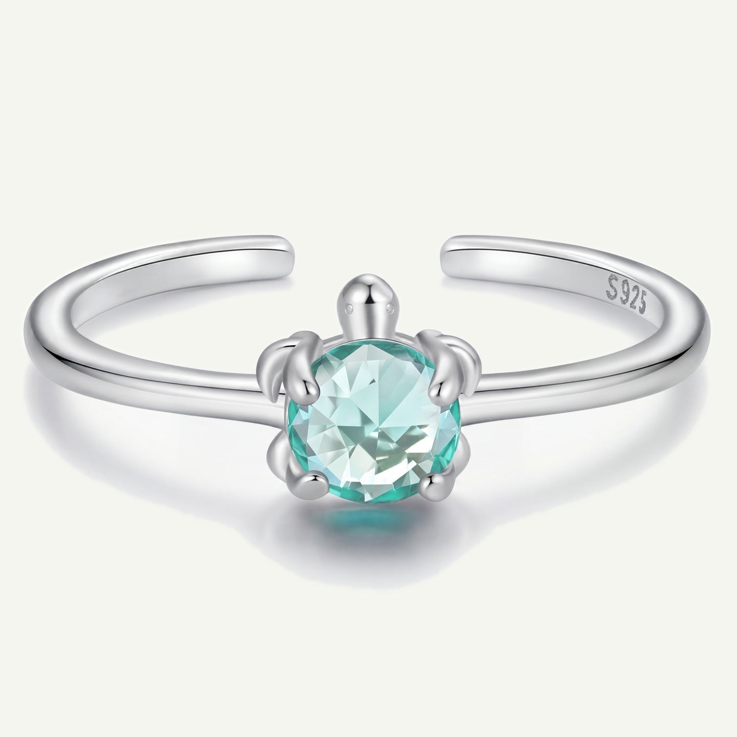 Anillo Plata S925 Tortuga Cuarzo Verde