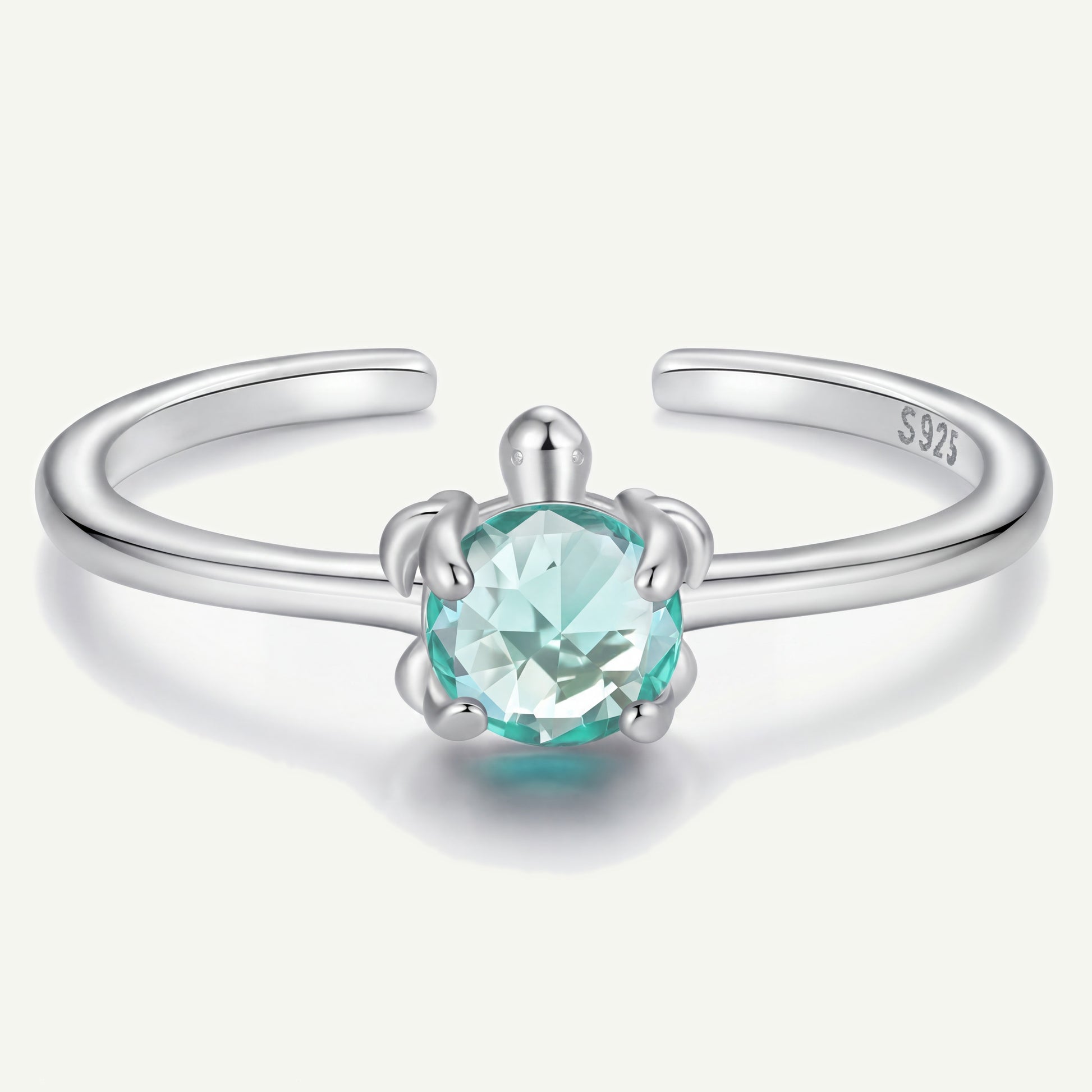 Anillo Plata S925 Tortuga Cuarzo Verde