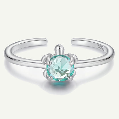 Anillo Plata S925 Tortuga Cuarzo Verde