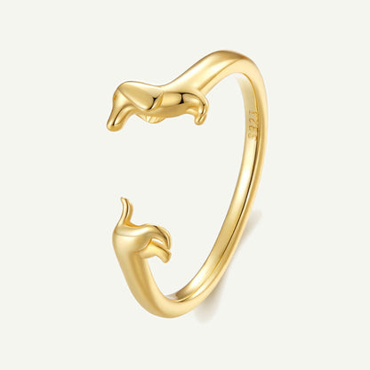 Anillo Dorado Plata S925 Salchicha