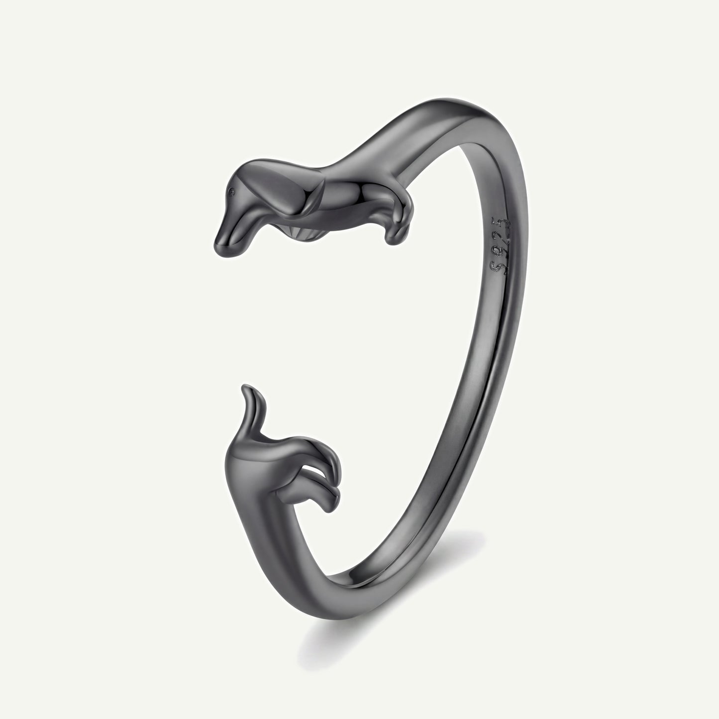 Anillo Negro Plata S925 Salchicha