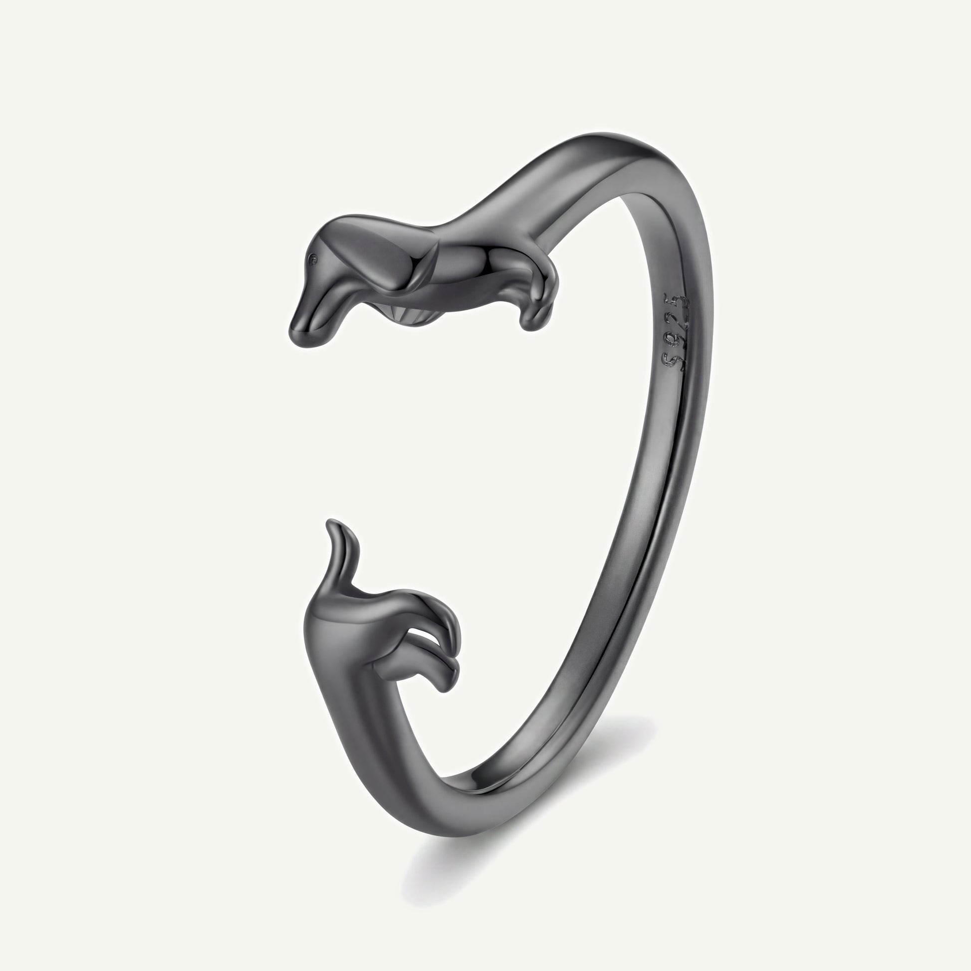 Anillo Negro Plata S925 Salchicha