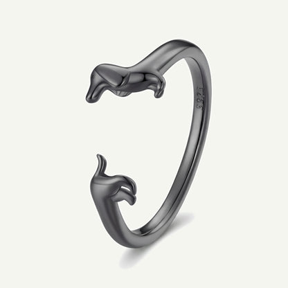 Anillo Negro Plata S925 Salchicha