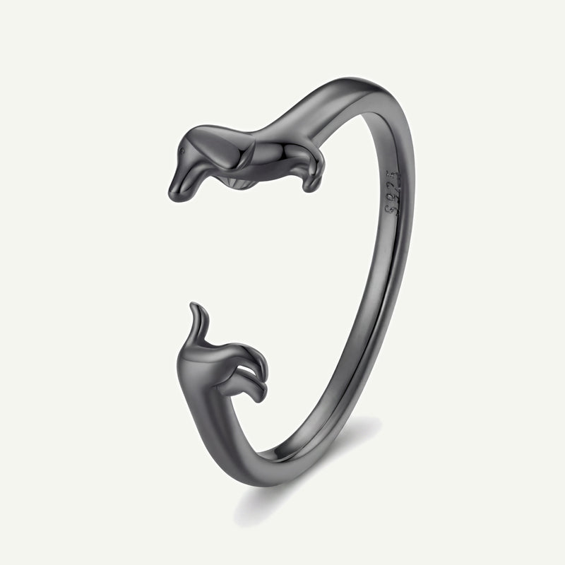 Anillo Negro Plata S925 Salchicha