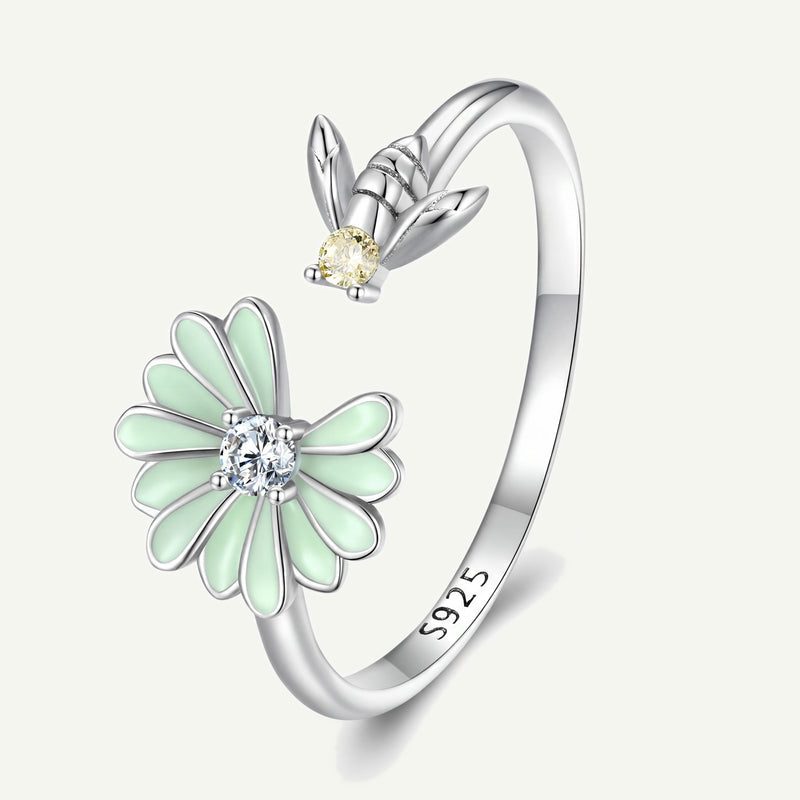 Anillo Plata S925 Margarita y Abeja