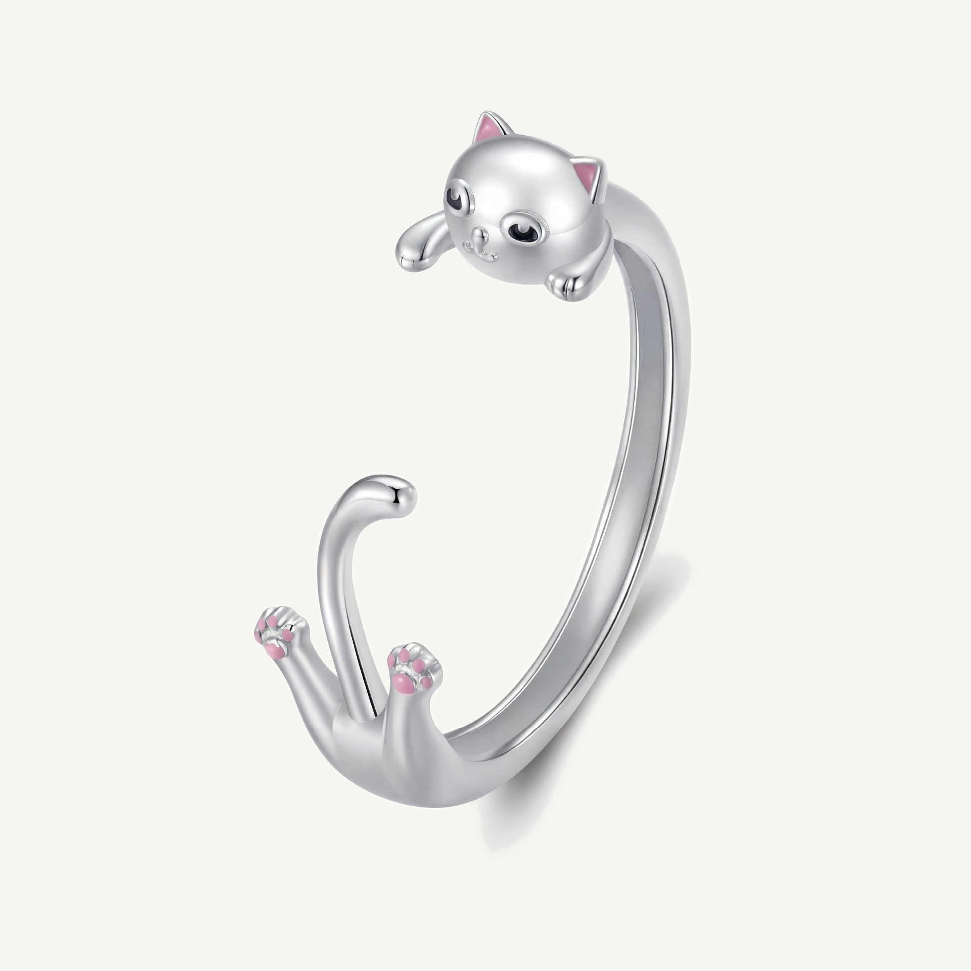 Anillo Plata S925 Gatito Acostado