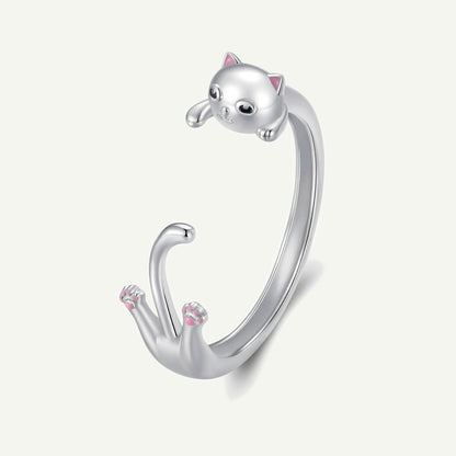 Anillo Plata S925 Gatito Acostado