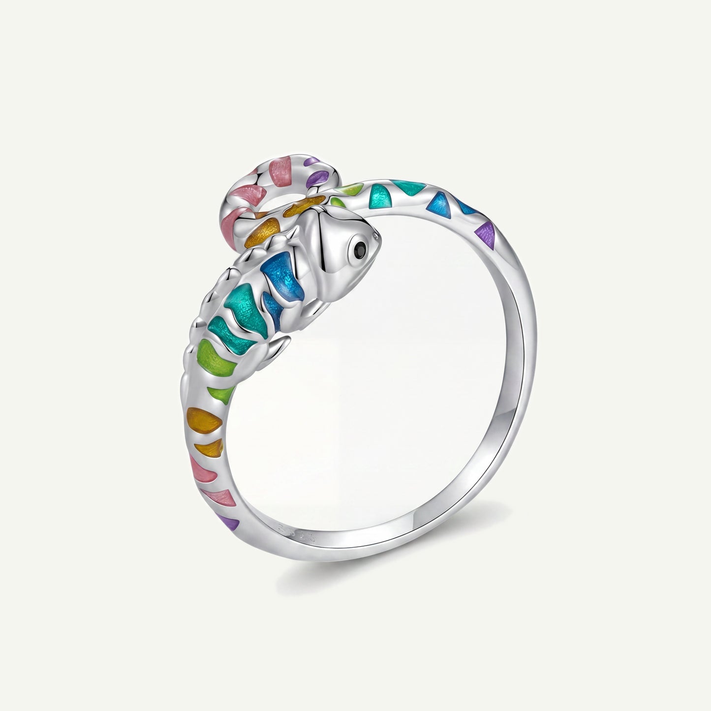 Anillo Plata S925 Camaleón Multicolor