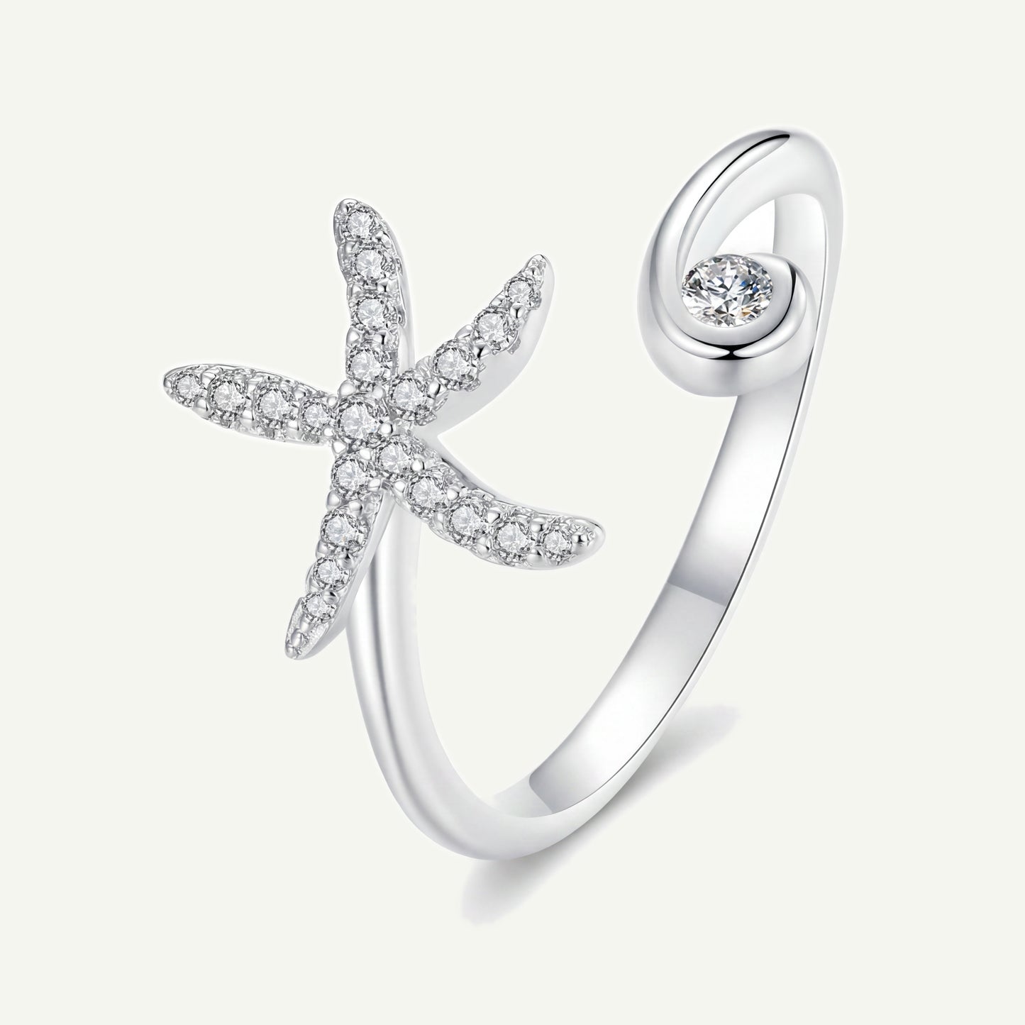 Anillo Plata S925 Estrella de Mar Pavé