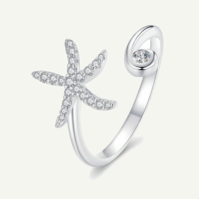 Anillo Plata S925 Estrella de Mar Pavé