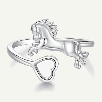 Anillo Plata S925 Caballo Galopante