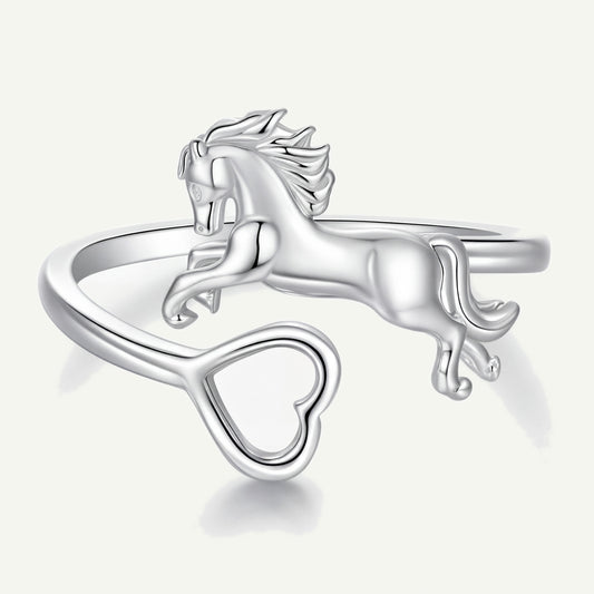 Anillo Plata S925 Caballo Galopante