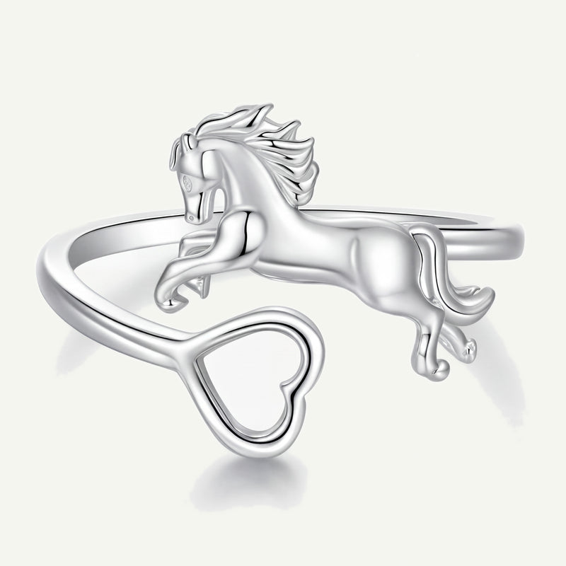 Anillo Plata S925 Caballo Galopante