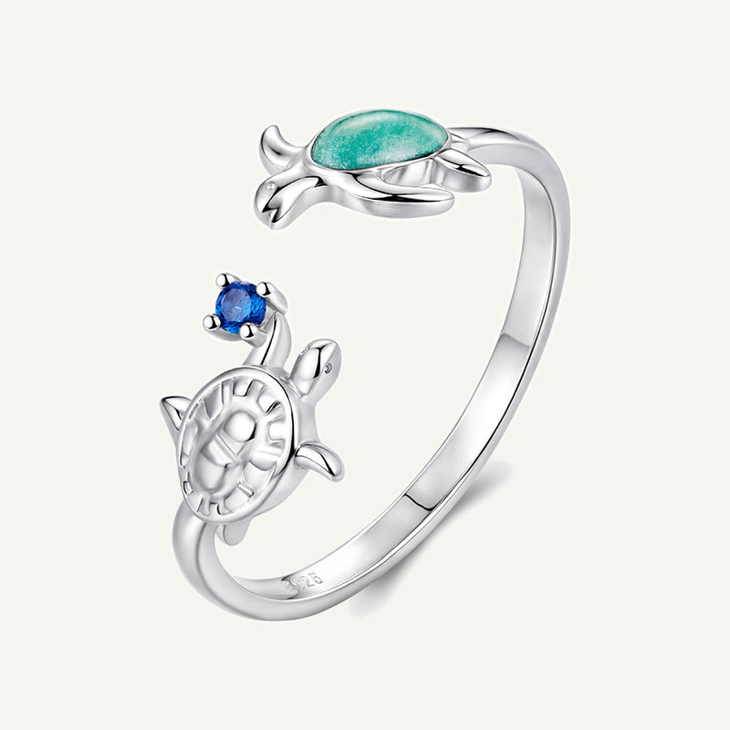 Anillo Plata S925 Tortugas Aqua