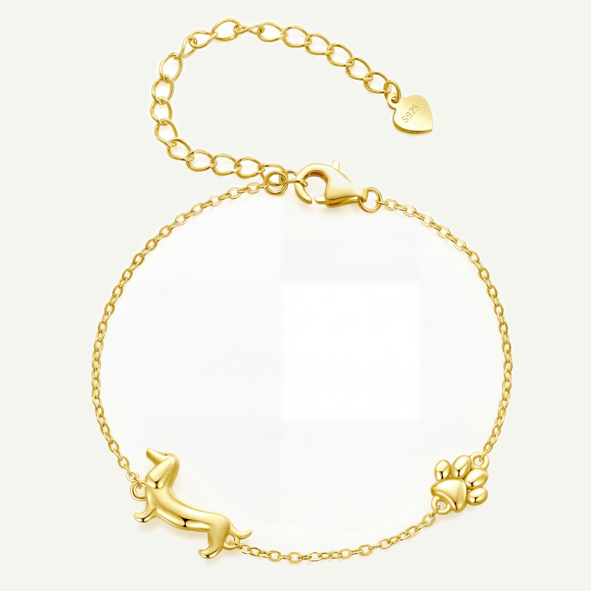 Pulsera Dorado Plata S925 Salchicha y Pata