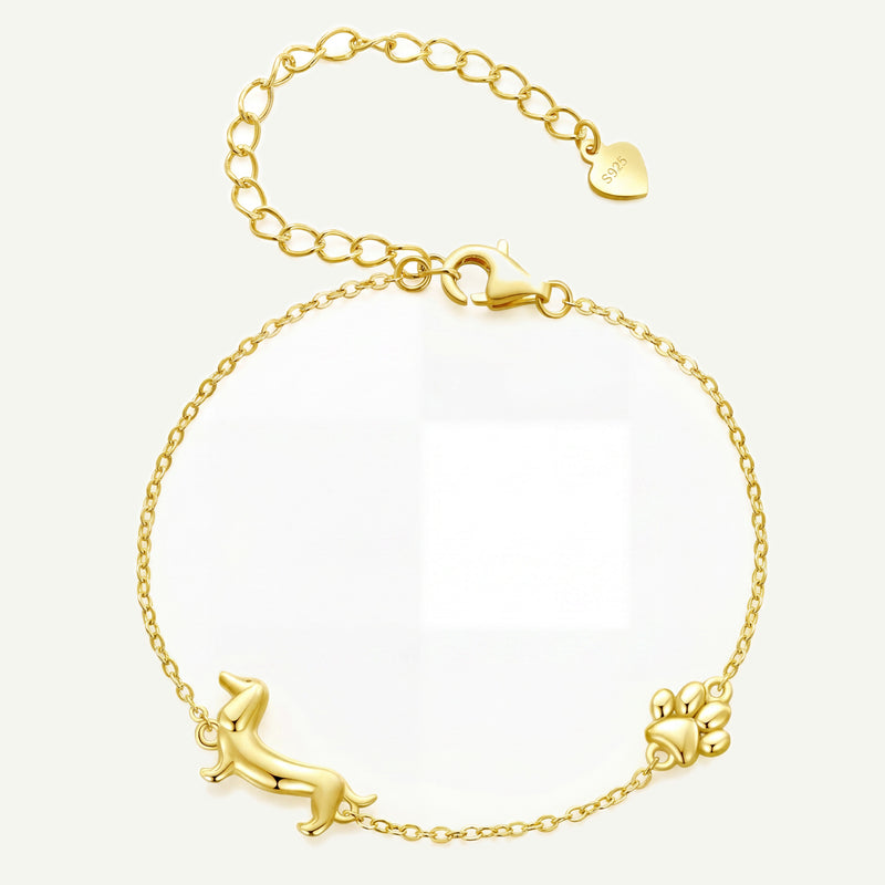 Pulsera Dorado Plata S925 Salchicha y Pata