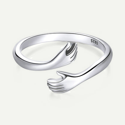 Anillo Plata S925 Manos Abrazo