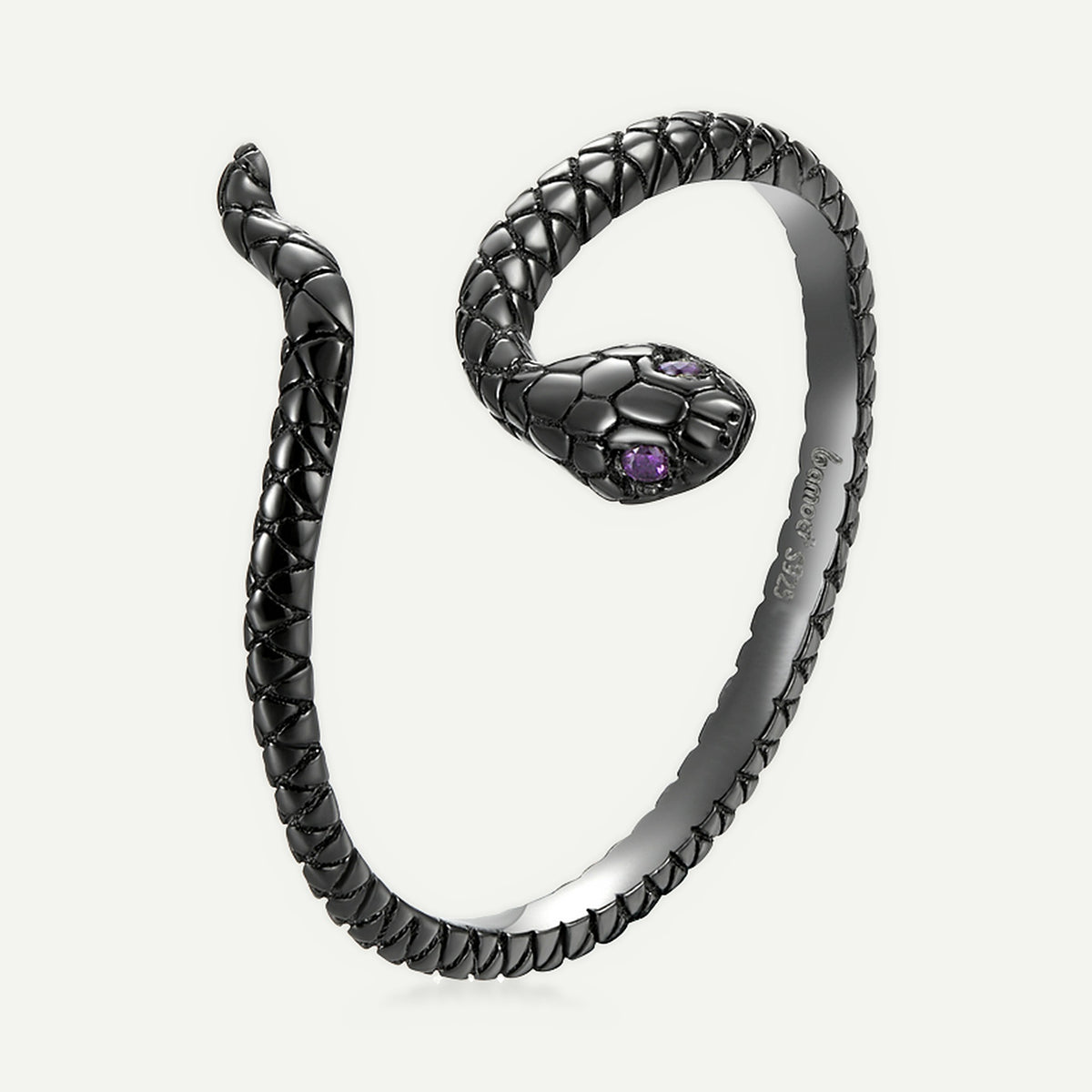 Anillo Negro Plata S925 Serpiente Mística