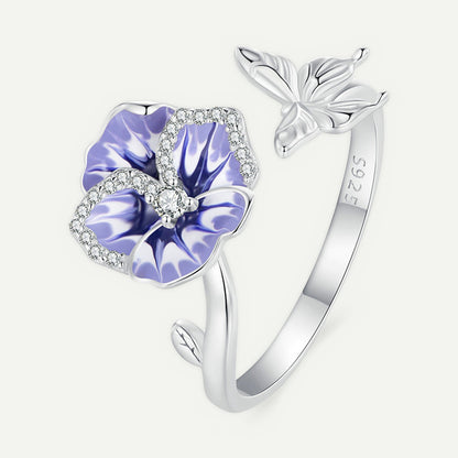 Anillo Plata S925 Pensamiento Lila