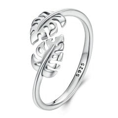 Anillo Plata S925 Hoja Monstera