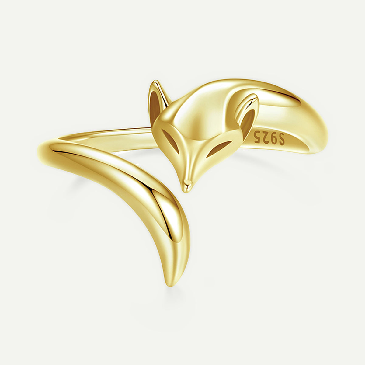 Anillo Dorado Plata S925 Zorro