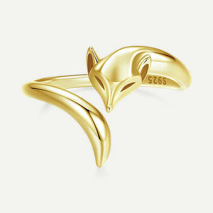 Anillo Dorado Plata S925 Zorro