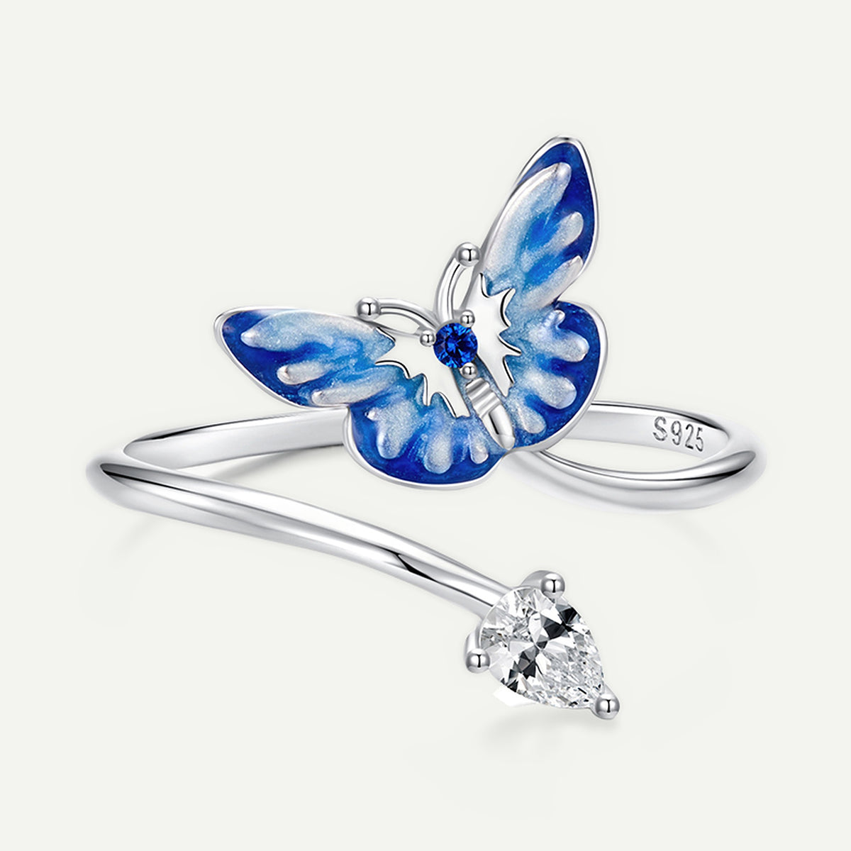 Anillo Plata S925 Mariposa Azul