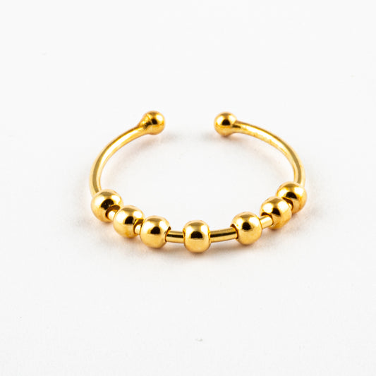 Anillo Anti-Estrés Plata S925 Abaco Dorado